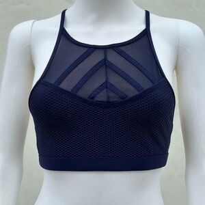 Lorna Jane sports bra high neck elegant high neck mesh size S/ XS navy blue